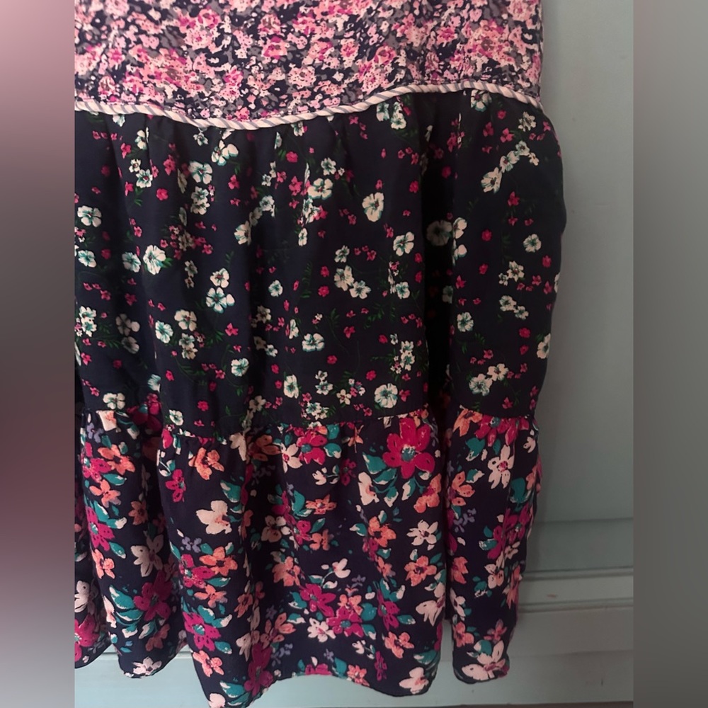 Umgee Floral Patterned Top/ Dress - Pink and Blue - Picture 3 of 7